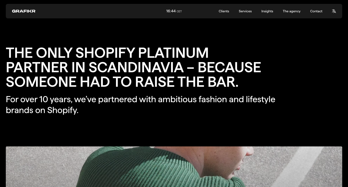 Grafikr homepage: the only Shopify Platinum Partner in Scandinavia