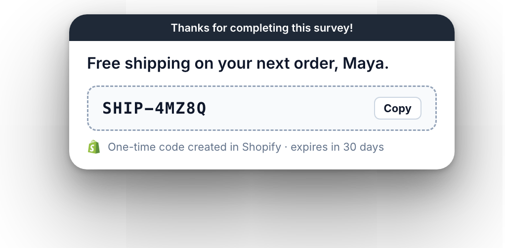 One-time free shipping code created in Shopify