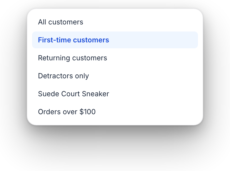 Segment filter menu