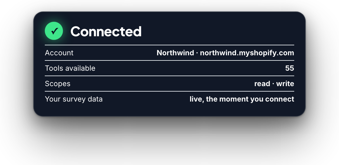 Connected: 55 tools available, read and write