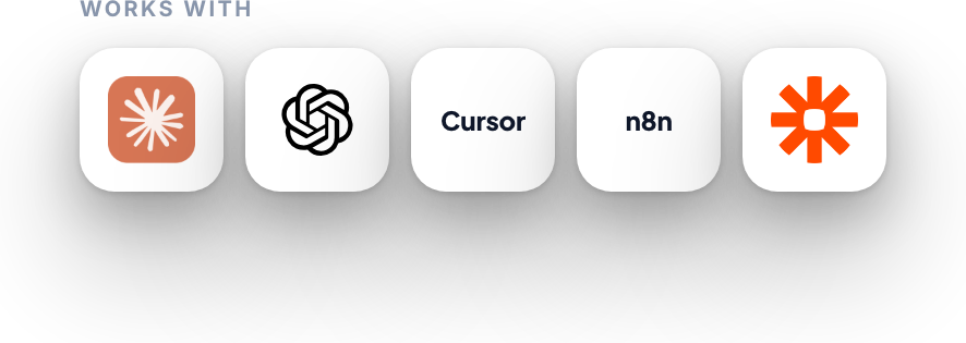 Works with Claude, ChatGPT, Cursor, n8n and Zapier