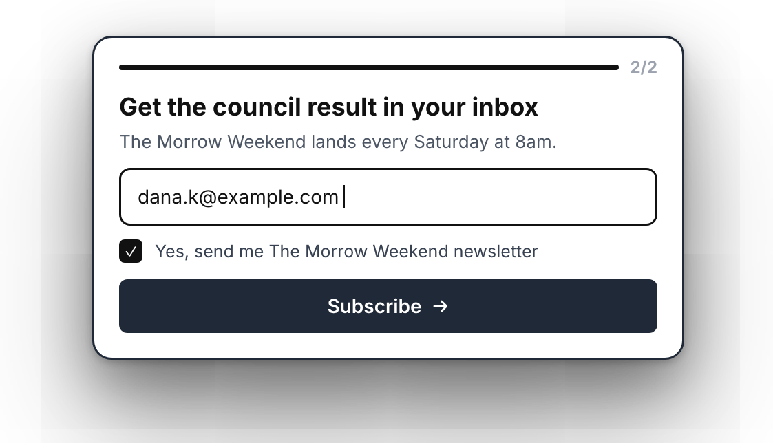 Email capture step after the vote with a newsletter opt-in