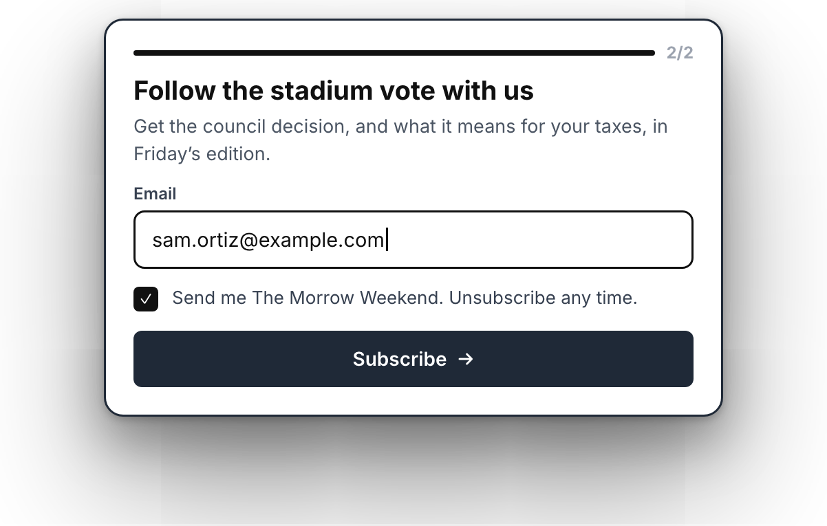 Email capture question with a newsletter opt-in
