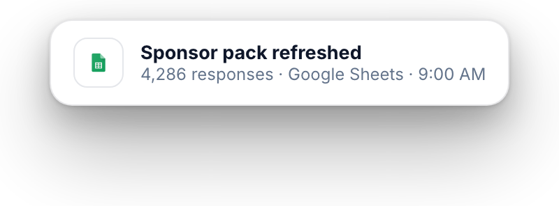 Sponsor pack refreshed in Google Sheets
