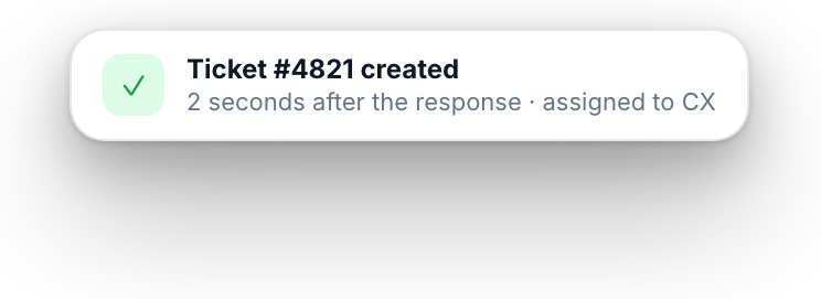 Ticket created two seconds after the response