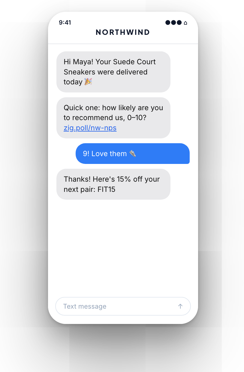 SMS conversation with a survey link