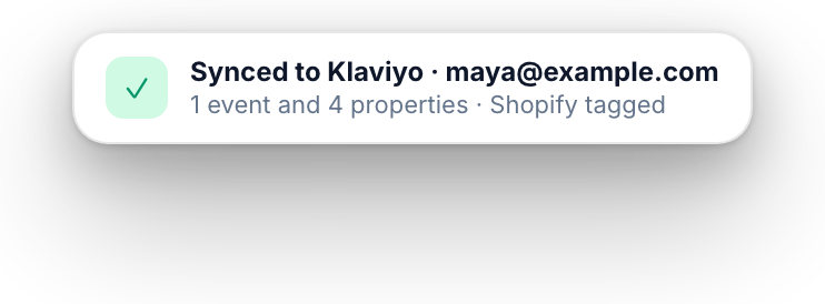 Synced to Klaviyo