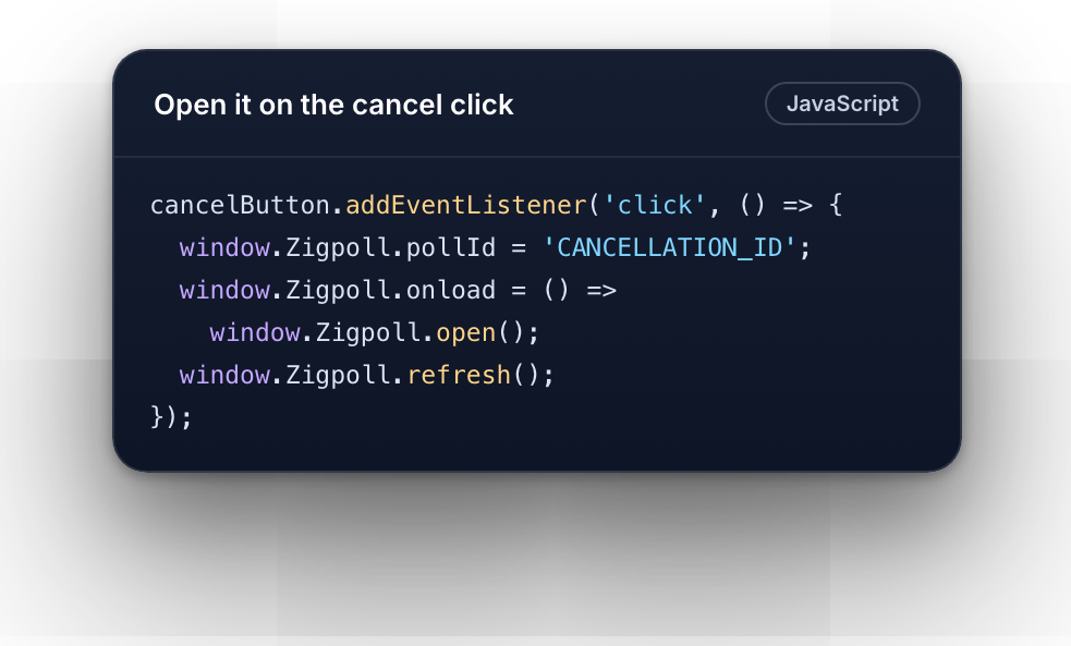 JavaScript opening the survey when the cancel button is clicked