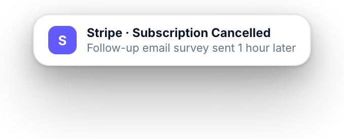 Stripe subscription cancelled: follow-up email survey sent