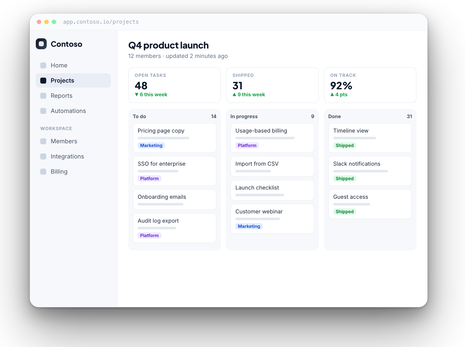 A project management web app with a Zigpoll survey inside it