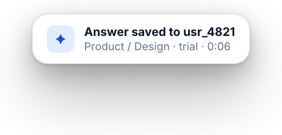 Answer saved to the user