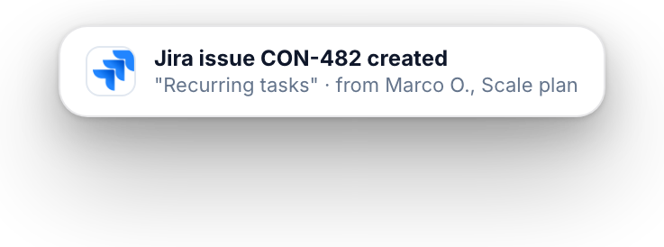 Jira issue created from a feature request